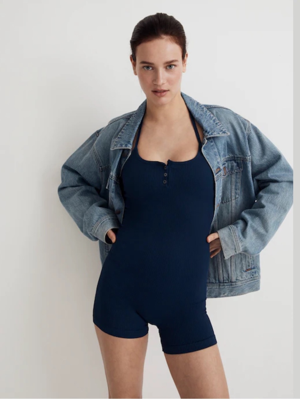 NWT Madewell Seamless Halter Biker Unitard L/XL